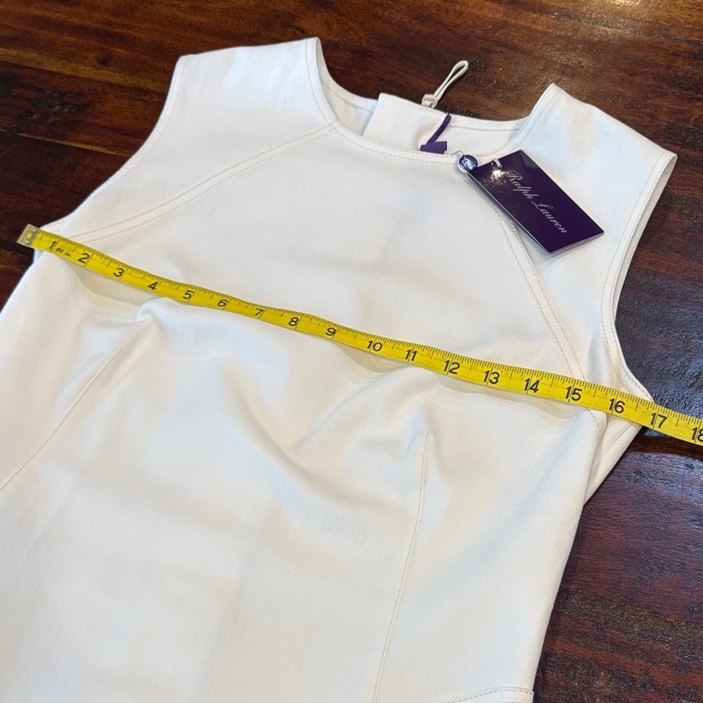 Ralph Lauren Collection Antique White Cotton Denim Sleeveless Dress sz 10 NWT - Picture 11 of 15